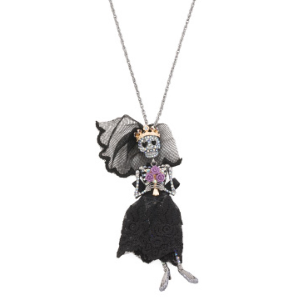 Betsey Johnson Skull Skeleton Bride Necklace